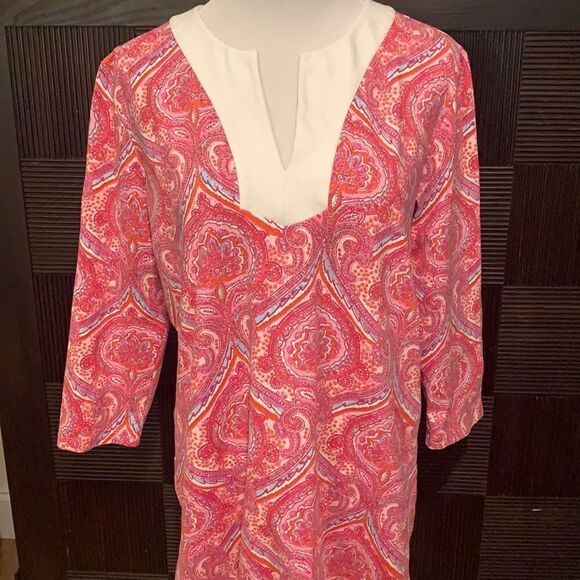 J. McLaughlin pink paisley tunic style top - Picture 1 of 5